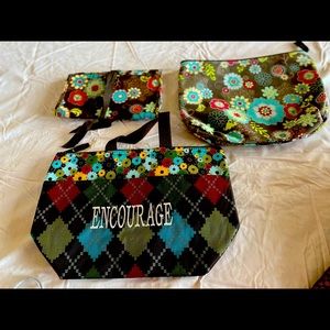 Three 31 bags the large one is engraved. The small one is an organizer.